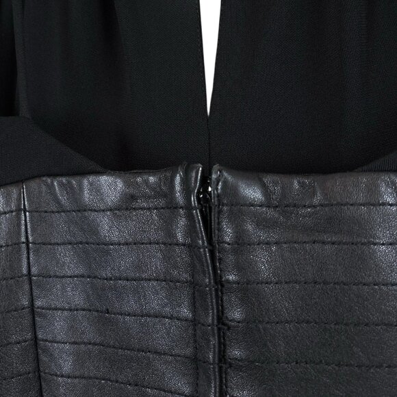 BCBG MaxAzria Faux Leather Keyhole Halter Cocktail Evening Dress Black Size 2 - Picture 6 of 9